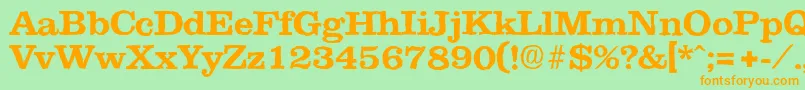 ClareantiqueBold-Schriftart – Orangefarbene Schriften auf grünem Hintergrund