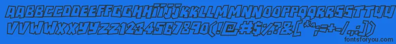 RockbiteroutlinesItalic Font – Black Fonts on Blue Background