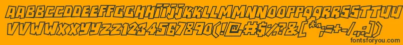 Шрифт RockbiteroutlinesItalic – чёрные шрифты на оранжевом фоне