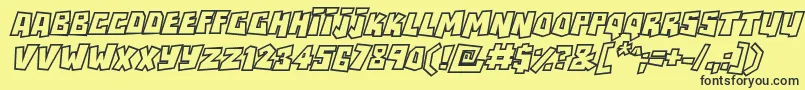 Шрифт RockbiteroutlinesItalic – чёрные шрифты на жёлтом фоне