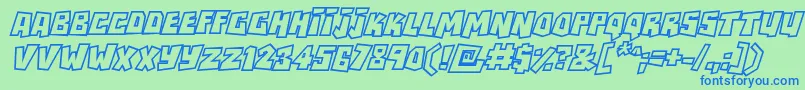 RockbiteroutlinesItalic Font – Blue Fonts on Green Background