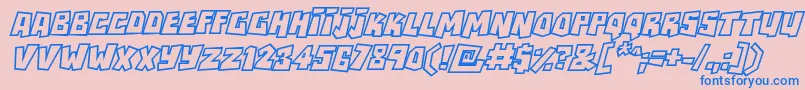 RockbiteroutlinesItalic Font – Blue Fonts on Pink Background