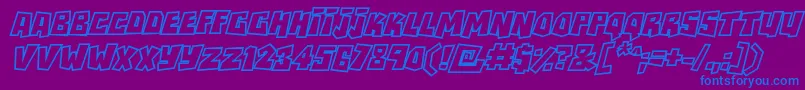 フォントRockbiteroutlinesItalic – 紫色の背景に青い文字