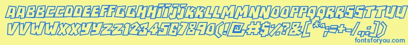 RockbiteroutlinesItalic Font – Blue Fonts on Yellow Background