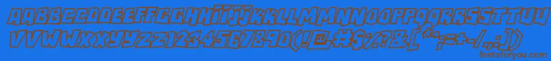 Шрифт RockbiteroutlinesItalic – коричневые шрифты на синем фоне