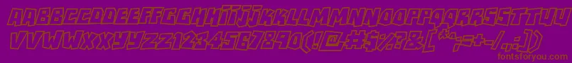 RockbiteroutlinesItalic-Schriftart – Braune Schriften auf violettem Hintergrund