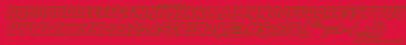 Czcionka RockbiteroutlinesItalic – brązowe czcionki na czerwonym tle