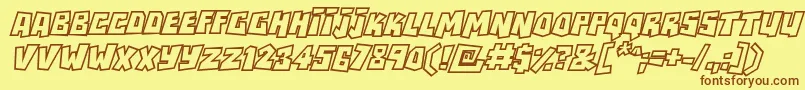 RockbiteroutlinesItalic Font – Brown Fonts on Yellow Background
