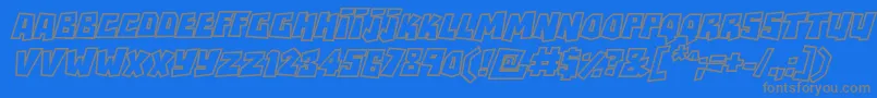 RockbiteroutlinesItalic-fontti – harmaat kirjasimet sinisellä taustalla