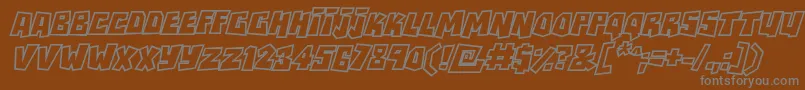 Czcionka RockbiteroutlinesItalic – szare czcionki na brązowym tle