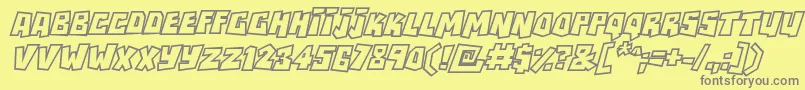 RockbiteroutlinesItalic-fontti – harmaat kirjasimet keltaisella taustalla