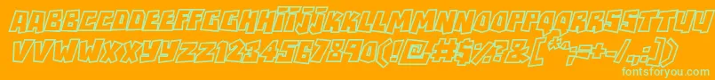 RockbiteroutlinesItalic-fontti – vihreät fontit oranssilla taustalla