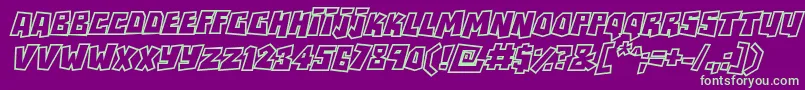 RockbiteroutlinesItalic-fontti – vihreät fontit violetilla taustalla