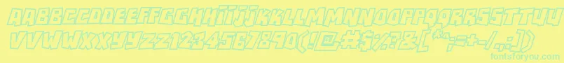 RockbiteroutlinesItalic Font – Green Fonts on Yellow Background
