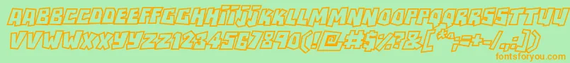 RockbiteroutlinesItalic Font – Orange Fonts on Green Background