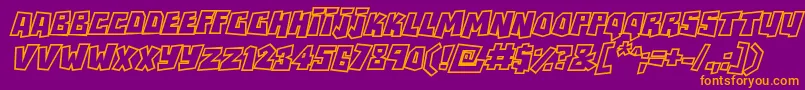RockbiteroutlinesItalic Font – Orange Fonts on Purple Background