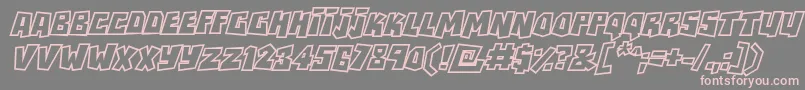 フォントRockbiteroutlinesItalic – 灰色の背景にピンクのフォント