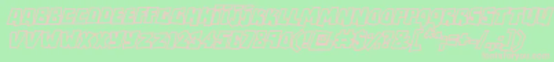 RockbiteroutlinesItalic-fontti – vaaleanpunaiset fontit vihreällä taustalla
