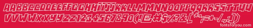 RockbiteroutlinesItalic Font – Pink Fonts on Red Background