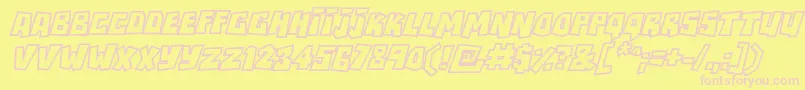 RockbiteroutlinesItalic-fontti – vaaleanpunaiset fontit keltaisella taustalla