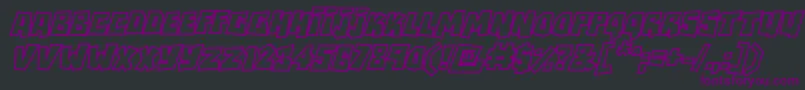 フォントRockbiteroutlinesItalic – 黒い背景に紫のフォント