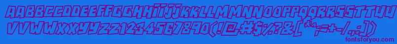 RockbiteroutlinesItalic Font – Purple Fonts on Blue Background
