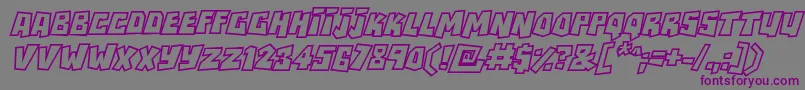 フォントRockbiteroutlinesItalic – 紫色のフォント、灰色の背景