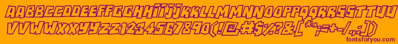 RockbiteroutlinesItalic-Schriftart – Violette Schriften auf orangefarbenem Hintergrund