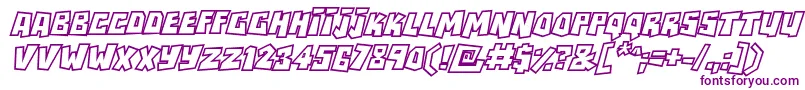 RockbiteroutlinesItalic Font – Purple Fonts on White Background