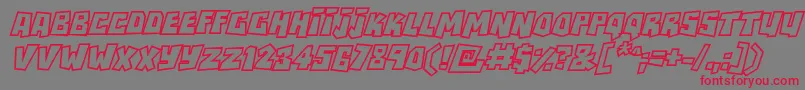 RockbiteroutlinesItalic Font – Red Fonts on Gray Background