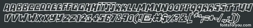 Шрифт RockbiteroutlinesItalic – белые шрифты на чёрном фоне