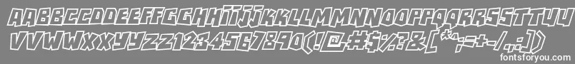 RockbiteroutlinesItalic-fontti – valkoiset fontit harmaalla taustalla