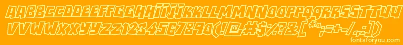 フォントRockbiteroutlinesItalic – オレンジの背景に黄色の文字