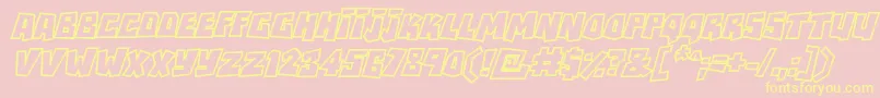RockbiteroutlinesItalic-Schriftart – Gelbe Schriften auf rosa Hintergrund
