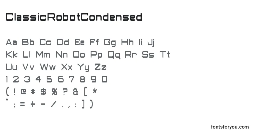 Шрифт ClassicRobotCondensed (86537) – алфавит, цифры, специальные символы