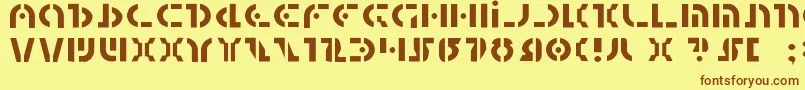 フォントQuest2l – 茶色の文字が黄色の背景にあります。