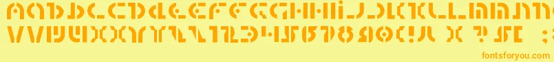 フォントQuest2l – オレンジの文字が黄色の背景にあります。