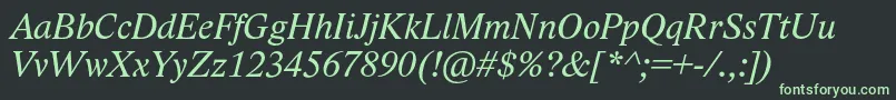 フォントLidoStfItalic – 黒い背景に緑の文字
