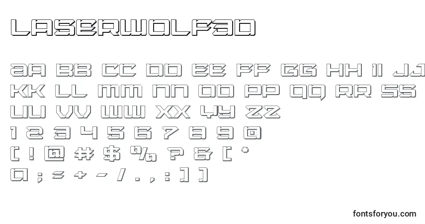 Czcionka Laserwolf3D – alfabet, cyfry, specjalne znaki
