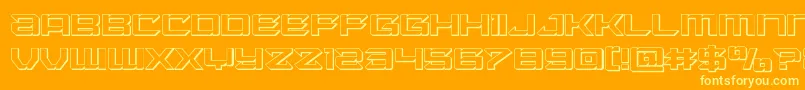 Laserwolf3D-Schriftart – Gelbe Schriften auf orangefarbenem Hintergrund