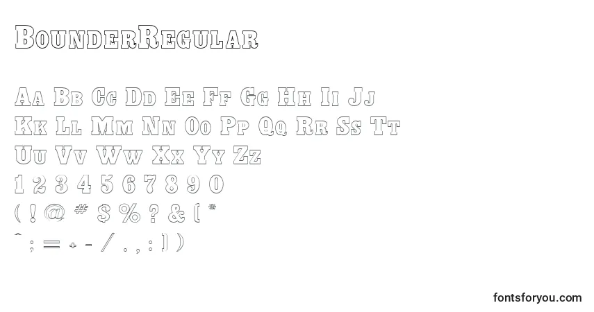 Fuente BounderRegular - alfabeto, números, caracteres especiales