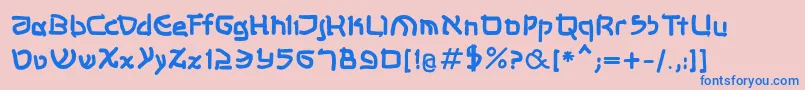 Shalommkbold-Schriftart – Blaue Schriften auf rosa Hintergrund