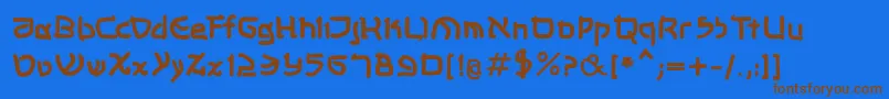 フォントShalommkbold – 茶色の文字が青い背景にあります。