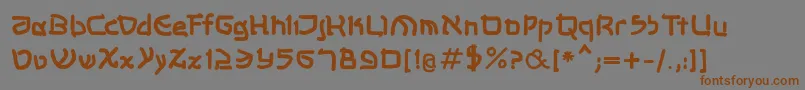 フォントShalommkbold – 茶色の文字が灰色の背景にあります。