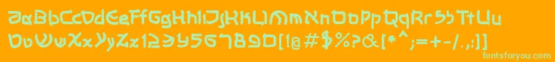 Shalommkbold-Schriftart – Grüne Schriften auf orangefarbenem Hintergrund