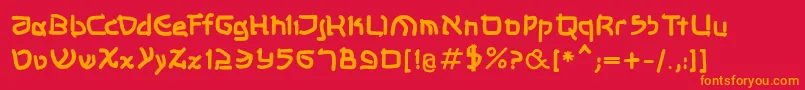 Shalommkbold-Schriftart – Orangefarbene Schriften auf rotem Hintergrund