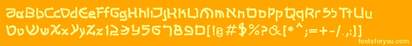 Shalommkbold-Schriftart – Gelbe Schriften auf orangefarbenem Hintergrund