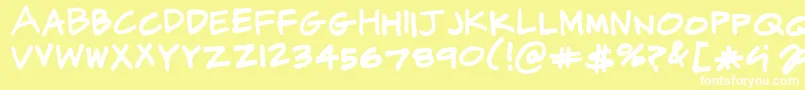 Fonte CjPotterHandwriting – fontes brancas em um fundo amarelo