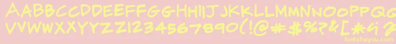 CjPotterHandwriting-Schriftart – Gelbe Schriften auf rosa Hintergrund