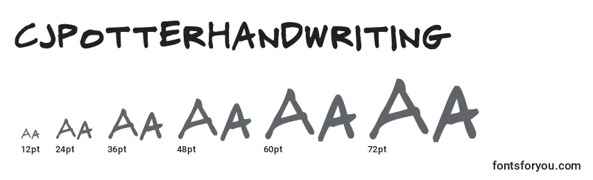 CjPotterHandwriting Font Sizes